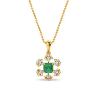 Esra Floral Diamond Pendant Set Gold
