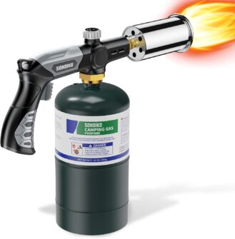 Sondiko Powerful Propane Torch L8010, Gas Welding Equipment,Propane Torch Head with Igniter, Blow Torch, Campfire Starter, Adjustable Flamethrower Gun for BBQ and Baking(Propane Tank NOT Included)