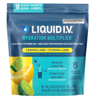 Liquid I.V. Hydration Multiplier Electrolyte Drink Mix - Enhanced Hydration Electrolyte Powder with Vitamins B3, B5, B6, B12 and C -18x On-the-go Sticks for Workout and Travel - Lemon Lime