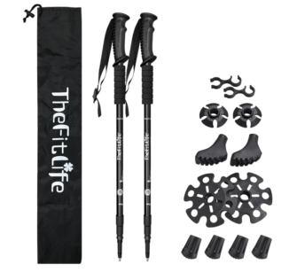 TheFitLife Nordic Walking Trekking Poles-2 Pack with Antishock and Quick Lock System, Telescopic, Collapsible,Ultralight for Hiking,Camping,Mountaining,Backpacking,Walking,Trekking…